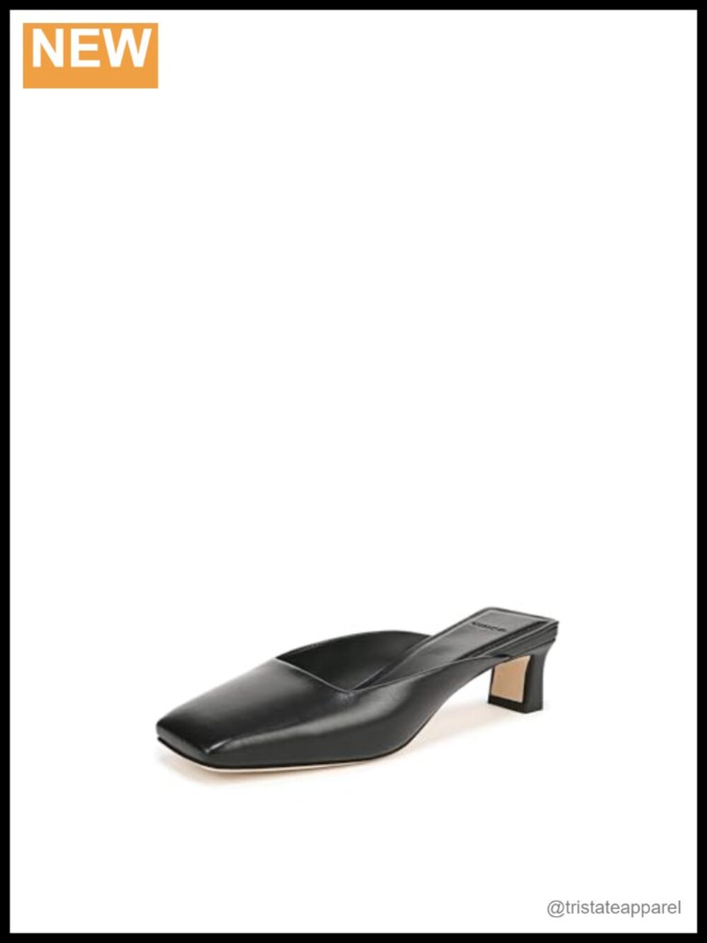 Leather Square Toe Block Heel Mule Slip-On Casual Shoe